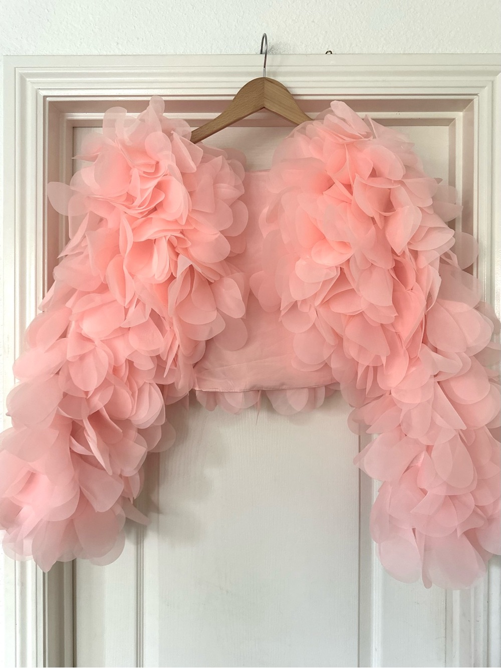 Peony soft Lyric Blush Pink Petal cape Bomber Jacket OS - Picture 4 of 8